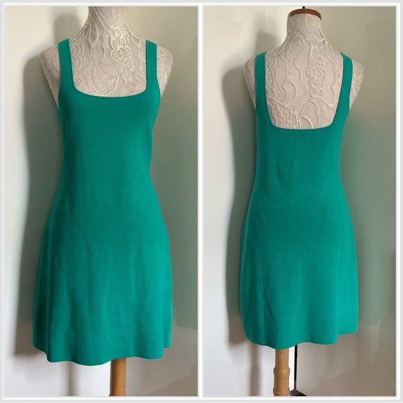 J.Crew Square-Neck Mini Sweater Dress in Bright Patina sz L - Picture 4 of 12